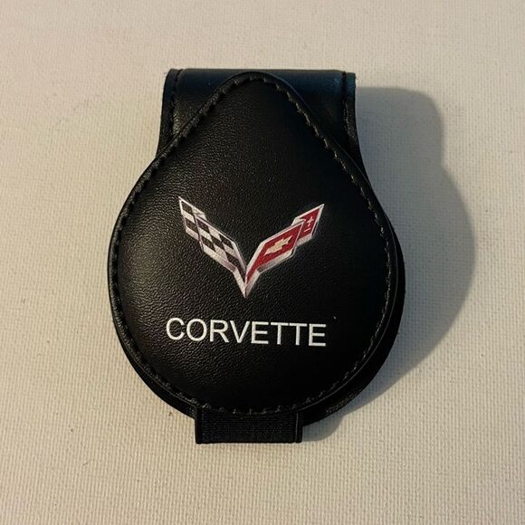 Corvette Logo Sunglass Holder for Car Black Leather NWT - Picture 11 of 11